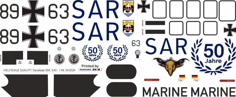 Decal 508 Sikorsky S-61 Sea King Mk41 Bundeswehr Marine 50 Jahre SAR 89+63 - Bild 1 von 2