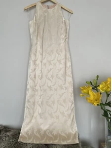 Vintage Principles Fleur De Lis Petite Evening Champagne Dress Wedding Cruise 10 - Picture 1 of 7