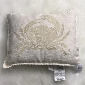 Thro By Marlo Lorenz~ Pillow 14x18" Lumbar CRAB Neutral Coastal Life - Picture 1 of 5