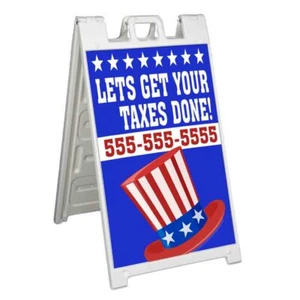ANPASSBAR GET TAX DONE Signikade 24x36 Aframe Bürgersteig Schild Banner Aufkleber - Bild 1 von 9