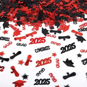 Graduation Confetti 2025, Black Red Decor Graduation Party Supplies, Class of 20 - Picture 1 of 12