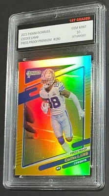 2021 DONRUSS CEEDEE LAMB 1ST GRADED 10 PRESS PROOF PREMIUM COWBOYS #190 SP 🔥 - Image 1 of 3