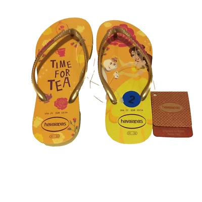 Chanclas Havaianas Disney Princesa Bella "TIME FOR TEA" Niños Talla EE. UU. 2Y NUEVAS CON ETIQUETAS Foto 1 de 3