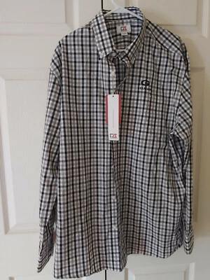 New Men Gray Blue Check Gilman Greyhounds School Button Down Dress Shirt Size XL - Image 1 of 3