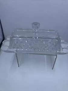 Vintage Mid Century clear cut glass butter dish Mcm - Picture 1 of 14
