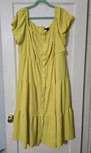 Lane Bryant gelbes kurzärmliges fließendes Midikleid Größe 22 - Bild 1 von 6