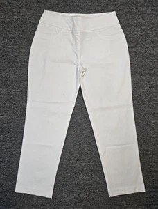 Ruby Rd. Pants White Chino Stretch Pull On Elastic Waist Straight Leg Size  12 P - Picture 1 of 14