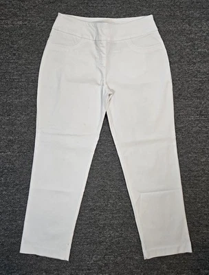 Ruby Rd. Pants White Chino Stretch Pull On Elastic Waist Straight Leg Size  12 P - Image 1 of 4