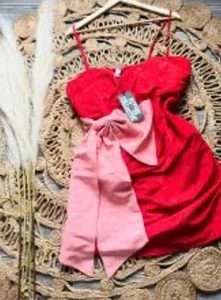 Future Collective Elegant Red Dress Pink Bow Accent Romantic Coquette Size 1X - Picture 1 of 6