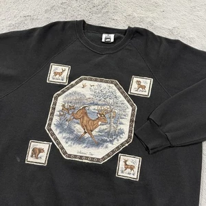 Vintage Lee Sweatshirt Herren 3XL Wildlife Whitetail Deer Crewneck Pullover USA 90 - Bild 1 von 14