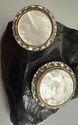 "Hermosos pendientes de clip Lisner mop vintage con estrás círculo redondo 1,4""" Foto 1 de 4