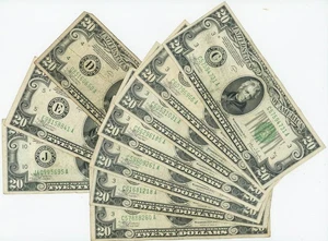 FR #2057 $20 1934C (10) Federal Reserve Notes Asst Districts DC-6232 - Picture 1 of 3