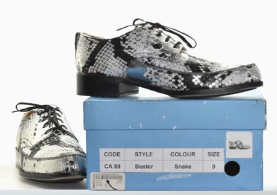 Zapatos de vestir B2 auténticos JOHN FLUEVOG buenos modales Buster Slvr/wht estampado de serpiente talla 9 Foto 1 de 4