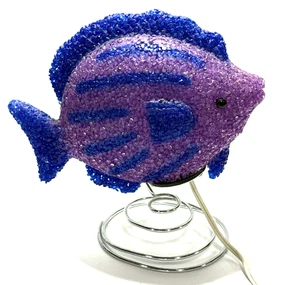 Tropical Fish Purple Blue Popcorn Plastic Lamp 9"x8" with Stand - Picture 1 of 7