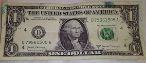 2017 A $1.00 Federal Reserve Note With Ink Smear EC037 - Picture 1 of 9