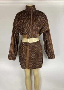 Conjunto Adidas Originales X Ivy Park Crop Monograma Chaqueta y Monograma Falda Marrón M - Imagen 1 de 13