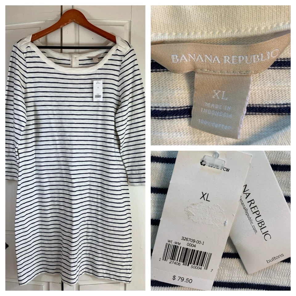 Banana Republic платье бретон морской моряк полоски XL опрятный прибрежный читать - Изображение 1 из 4
