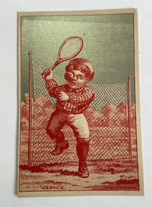 1880s Victorian Trade Card "Served" Tennis Sports Davis&Co Tarrytown NY A323 - Bild 1 von 6