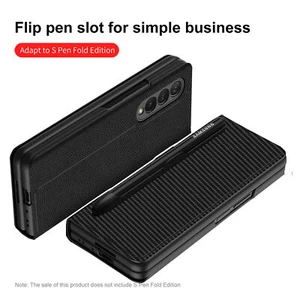 Etui rabat cuir pour béquille Samsung Galaxy Z Fold 3 W22 avec fente & stylet S - Photo 1/8