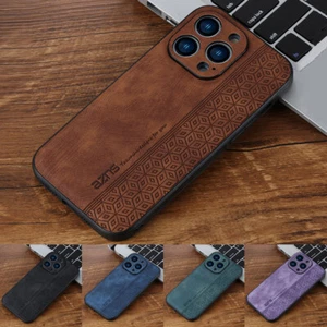For iPhone 16 Pro Max 15 Plus 14 13 Pro Max Leather ShockProof Hybrid Case Cover - Zdjęcie 1 z 28