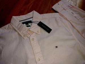 NWT, $75. Men's Pink Tommy Hilfiger Regular Fit Stretch Long Sleeve Shirt - Picture 1 of 10