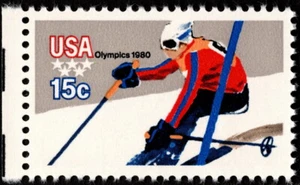 US Stamp Scott # 1796A Mint NH - 15 Cents Downhill Skiing Olympics Issue Perf 11 - Picture 1 of 1