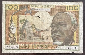 EQUATORIAL AFRICAN STATES Gabon 1963 100 Francs RARE Banknote - Picture 1 of 2