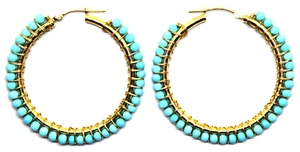 Pendientes de oro amarillo de 14K y turquesa persa natural - Imagen 1 de 4