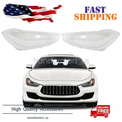 Par de cubiertas de lente de faros transparentes para Maserati Ghibli 4 puertas 2014-2018 2019-2022 Foto 1 de 4
