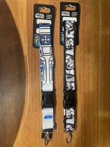 (2) Star Wars R2-D2 & Storm Trooper Black/White, Neck Strap Lanyards, Key Chains - Picture 1 of 1