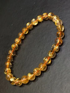6.5mm Natural Gold Quartz Golden Hair Rutilated Titanium Crystal Bracelet - Picture 1 of 8