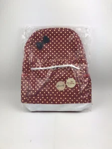 Diteya Backpack Red Background Yellow Dots White Trim Black Bow & Patches ~16" - Picture 1 of 6