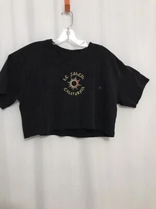 Hollister Damen Crop Top Grafik Oversize Gr. Small Schwarz Washed Farbe Relaxed - Bild 1 von 6