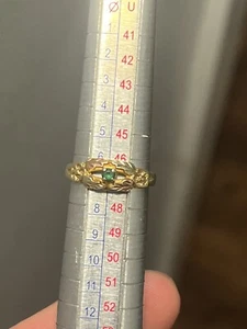 10K Solid Black Hills Gold Emerald Surrounded By Leaves Ring Band Size 4 WOW - Picture 1 of 14