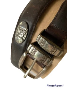 Belt Leather Brown 1” W Top Grade Oil Tanned Leather Metal Golf Club Ovals 31” - Picture 1 of 5