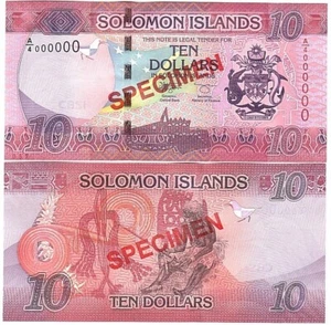 Solomon Islands - 10 Dollars 2022 UNC P. 33bs - Specimen - prefix A/4 Lemberg-Zp - Picture 1 of 1