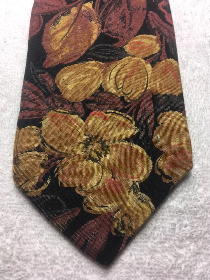 范海森男式领带棕色勃艮第金色 3.75 X 61 — 第 1/4 张图片