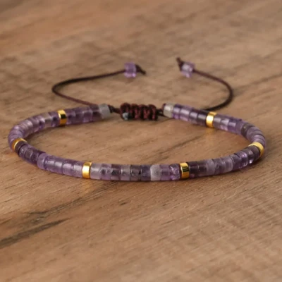 Natural 2x4mm Crystal Amethyst Dainty Beads Healing Protection Women Bracelet - Image 1 of 2