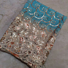 Vintage Indian Dupatta Scarf Long Sequins Hand Embroidery Georgette Veil Stole L