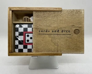NEW Pier 1 Imports Playing Cards & Dice Set in Wood Storage Box - Picture 1 of 6