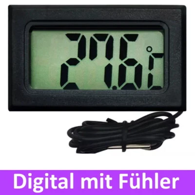 Temperatur Thermometer mini Anzeige digital Fühler Kabel 1 m messen Einbau kompa - Bild 1 von 2