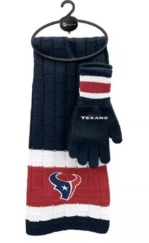 Houston Texans NFL Licensed Scarf and Gloves Gift Set with Free Shipping Cover
