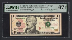 United States 10 Dollars 2017A Fr#2045-G (PGB Block) "Repeater S/N" UNC Grade 67 - Picture 1 of 2
