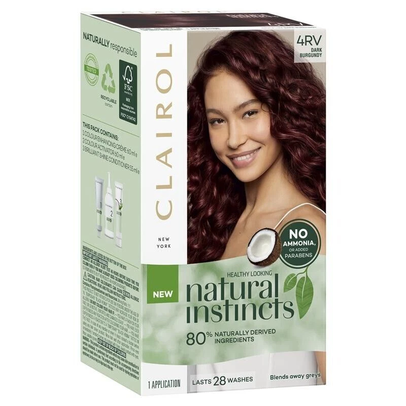 Natural Instincts 4RV Dark Burgundy Hair Colour Dye No Ammonia Vegan Glossy - Image 1 of 1