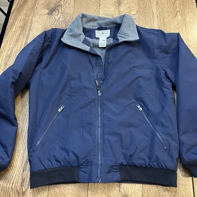 LL Bean Men's Bomber Coat Jacket Fleece Lined Blue, Size M - Image 1 of 4