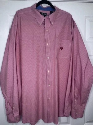 Chaps Big Tall Orange Check Easy Care Preppy Classic Long Sleeve Shirt Mens 3XLT - Image 1 of 4
