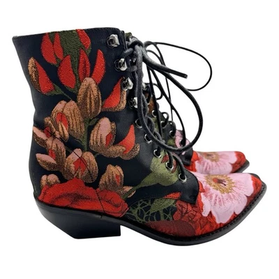 Jeffrey Campbell Tapestry Elmcroft Lace Up Boots Women’s Size 9M Oriental Combat - Image 1 of 4