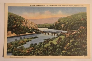 Drei Staaten und zwei Flüsse treffen Harper's Ferry West Virginia Vintage Postkarte XL2 - Bild 1 von 2
