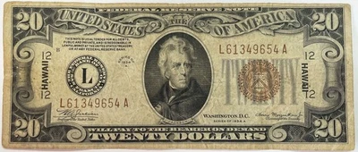 1934 A $20 HAWAII FRN SAN FRANCISCO EMERGENCY ISSUE CIRC NOTE - Image 1 of 2