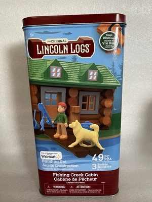 The Orginal Lincoln Logs FISHING CREEK CABIN  Build set 49 Pcs 3 Build Models - Image 1 of 4